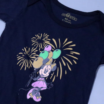 NAVY BLUE MINNIE PRINT HALF BODY HALF SLEEVES ROMPER